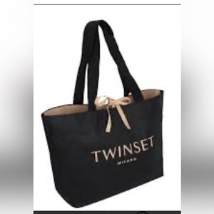 Twin-Set Black and Tan Tote Bag new